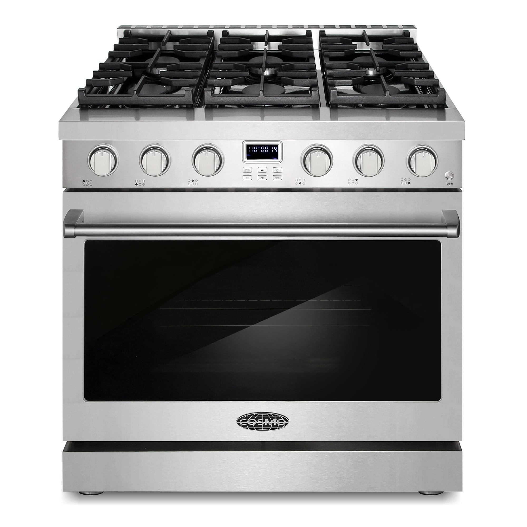 Cosmo Cosmo 36 in. Lumin Collection 6.0 cu. ft. Gas Range with 6 Sealed Gas Burners and Convection Oven in Stainless Steel COS-GRC366KB