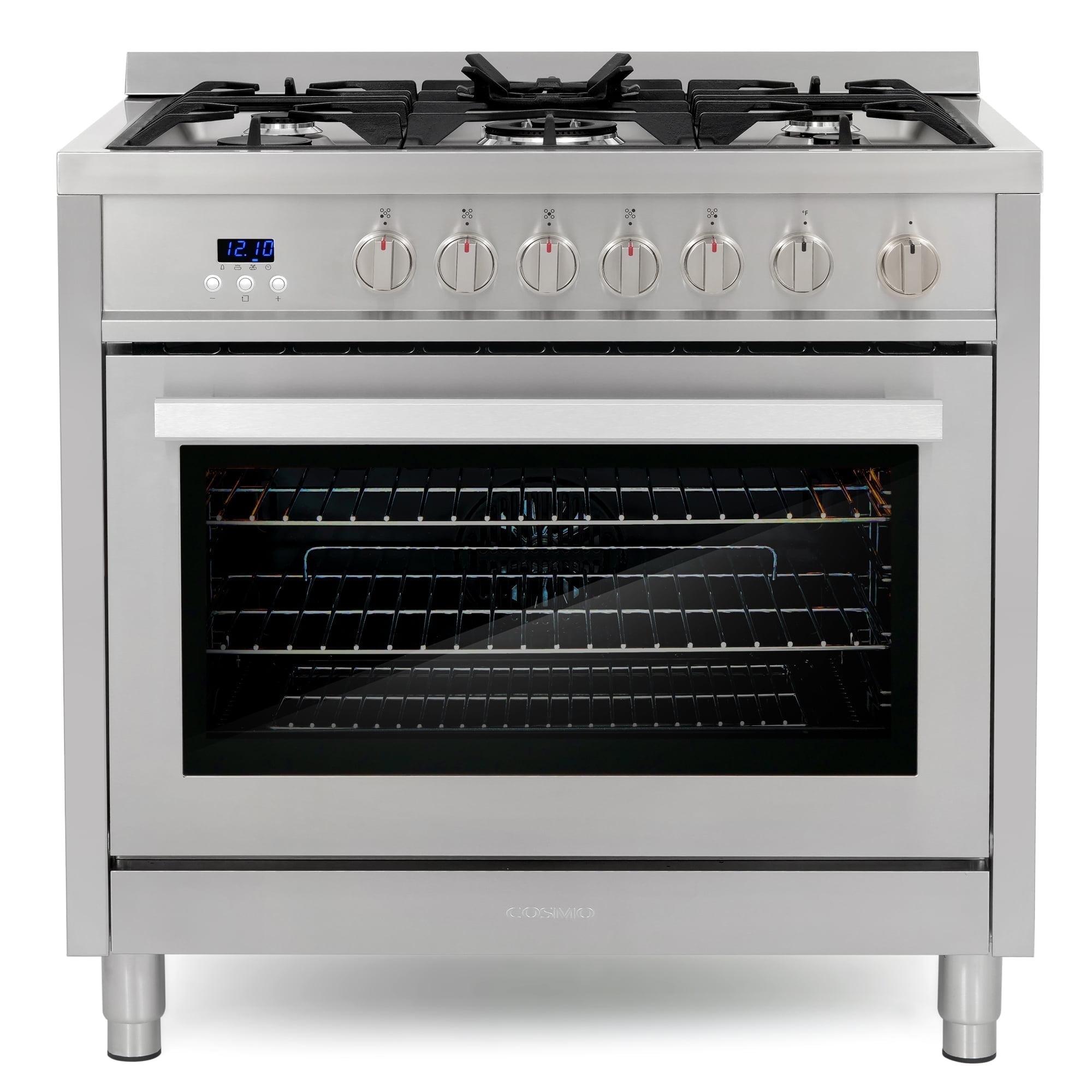 Cosmo Cosmo 36 in. Nebula Collection 3.8 cu. ft. Gas Range, 5 Burners, Rapid Convection Oven, Textured Grip Handle, Stainless Steel COS-965AGFC-202