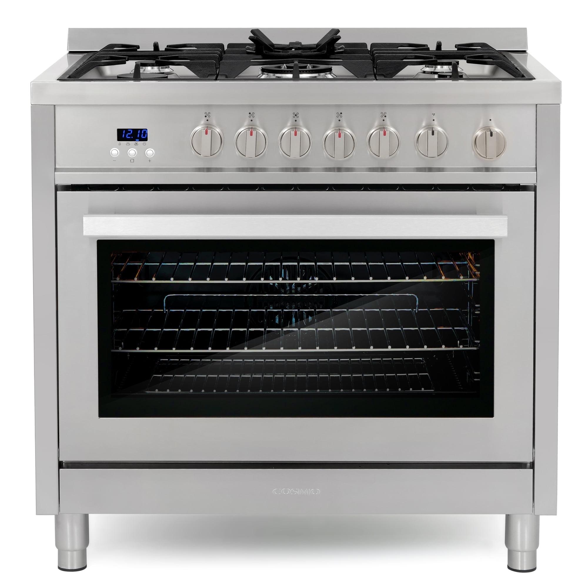Cosmo Cosmo 36 in. Nebula Collection 3.8 cu. ft. Gas Range, 5 Burners, Rapid Convection Oven, Textured Grip Handle, Stainless Steel COS-965AGFC-202