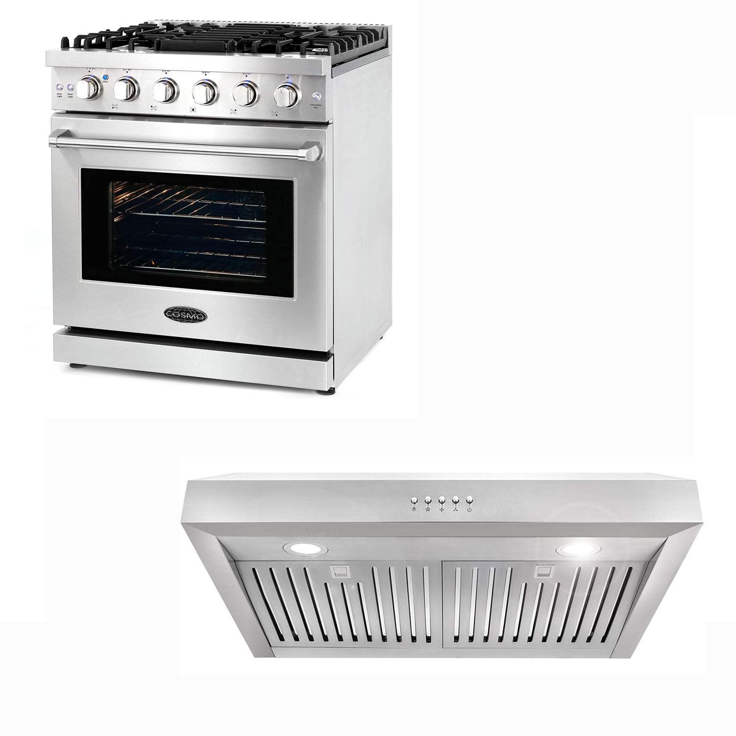 Cosmo 30 in. Haven Collection 4.5 cu. ft. Gas Range with 5 Sealed Burners, Convection Oven, Knob LED Lights, Stainless Steel