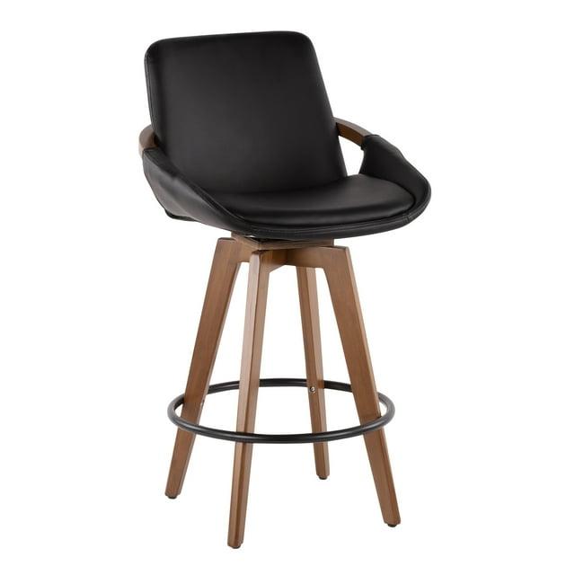 26" Cosmo Mid-Century Modern Counter Height Barstool Black - LumiSource: Upholstered, Wood Legs, 250lb Capacity