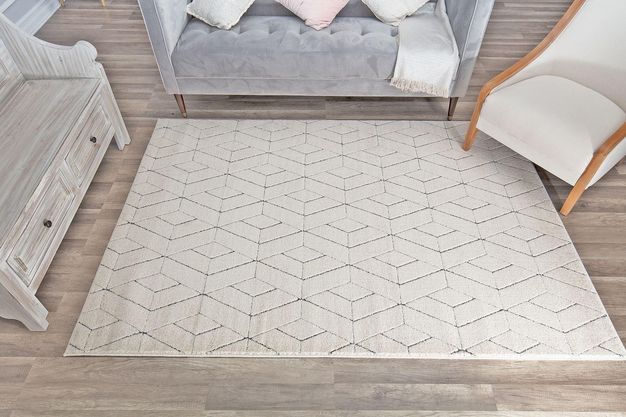 Cadence Limestone Round 18" Geometric Stain-Resistant Rug