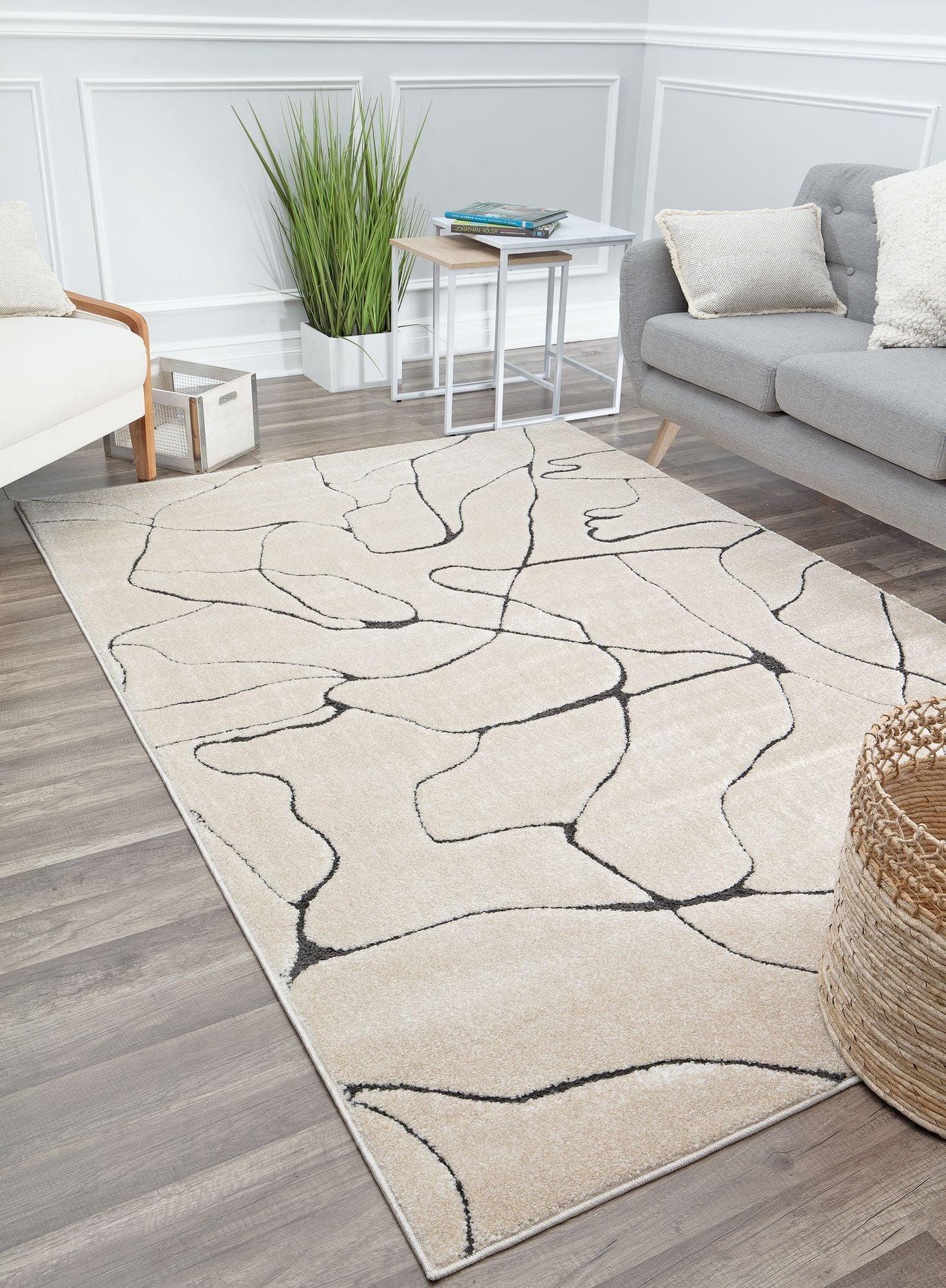 Cadence Marble Cream 2'x4' Rectangular Synthetic Area Rug