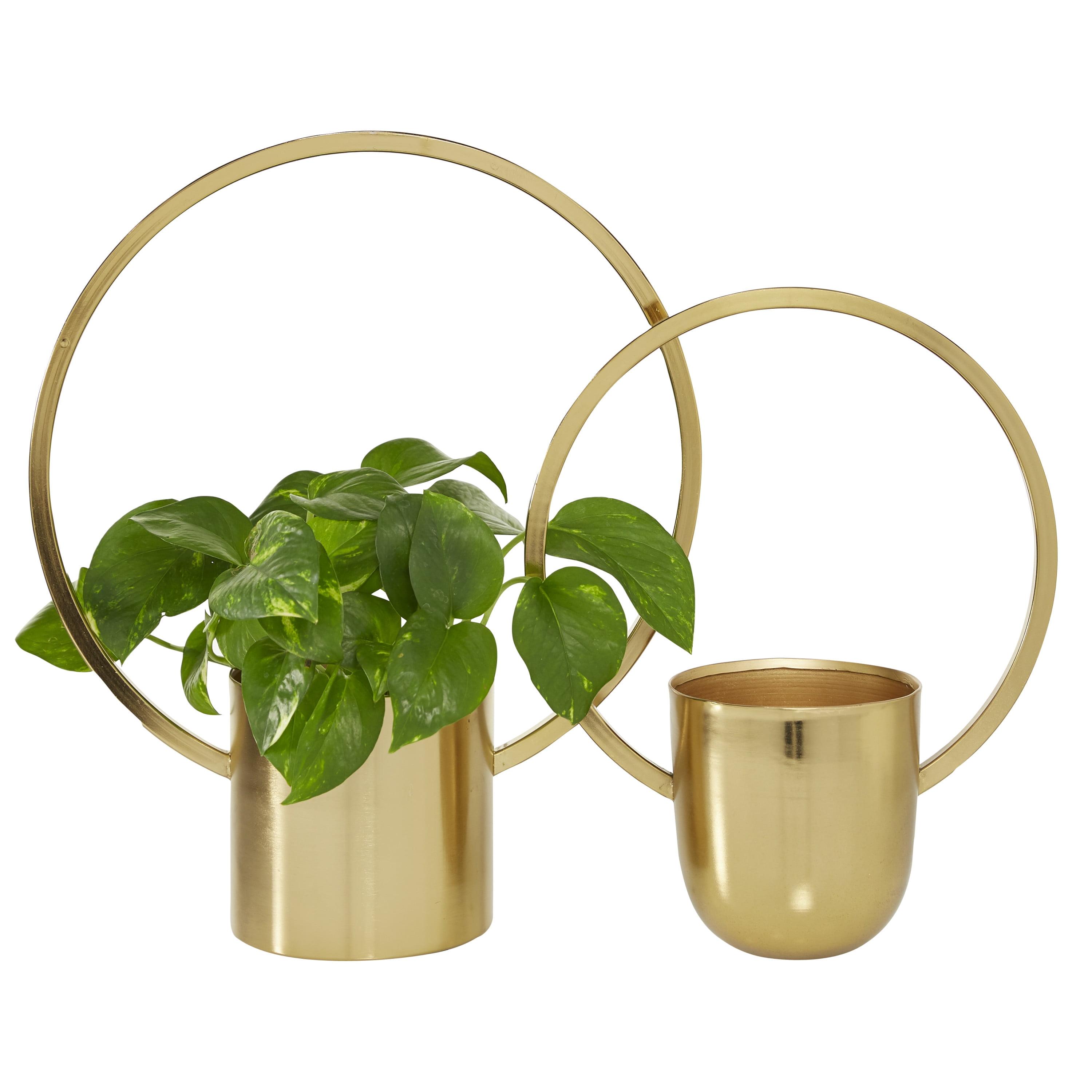 CosmoLiving Glam Gold Metal Geometric Wall Planters, Set of 2