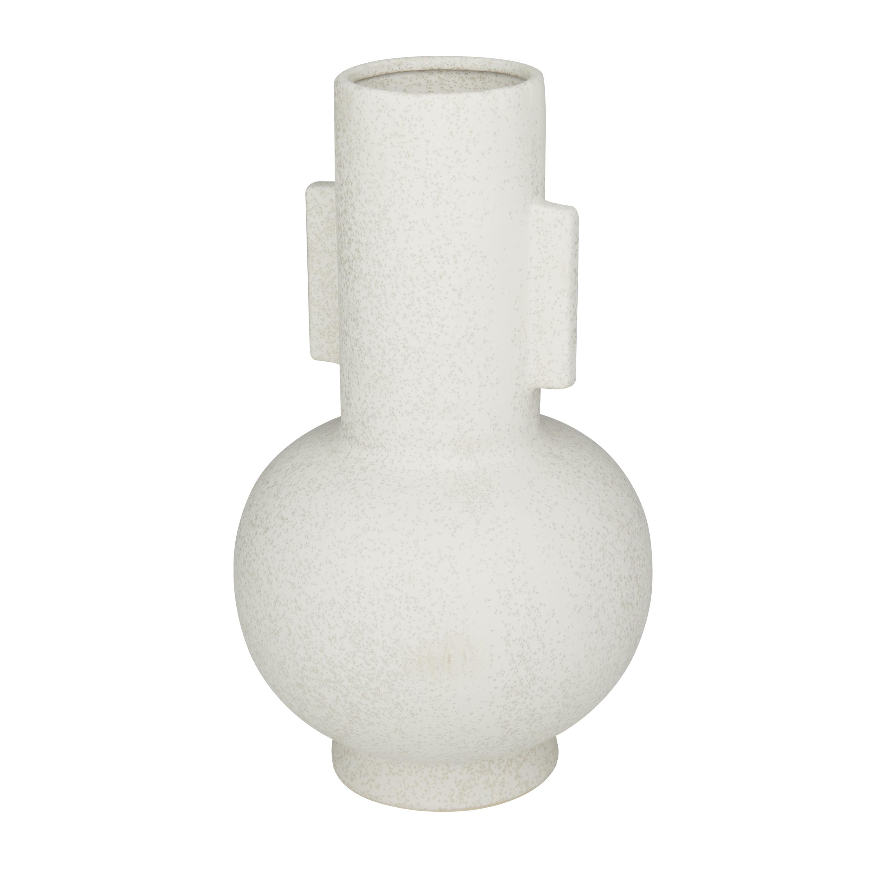 White Geometric Ceramic Table Bud Vase, 15"