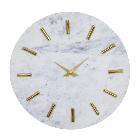 CosmoLiving by Cosmopolitan Marble Decorative Wall Clock with Gold Metal Accents