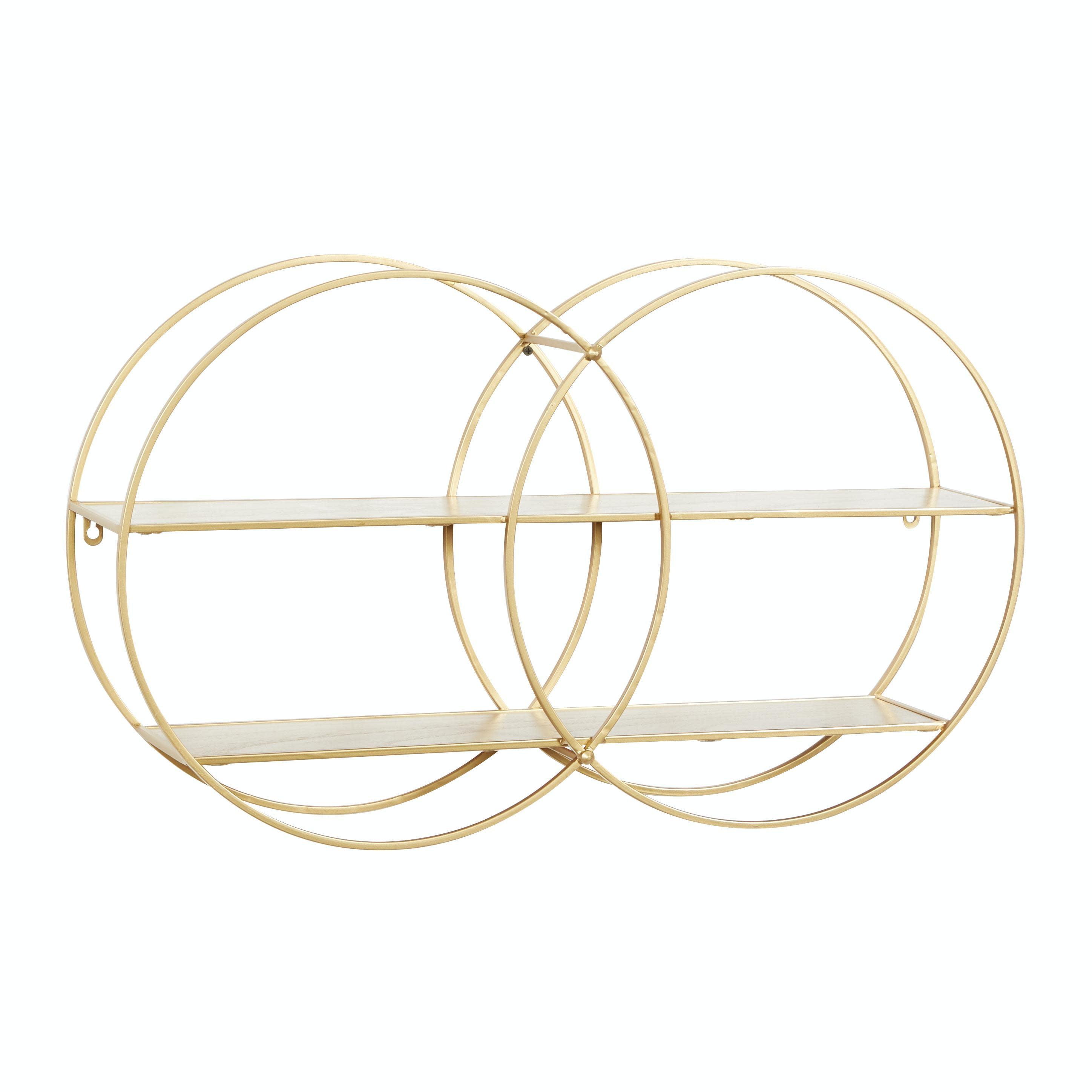 Cosmoliving By Cosmopolitan Gold Metal Contemporary Wall Shelf, 18 X 30 X 6