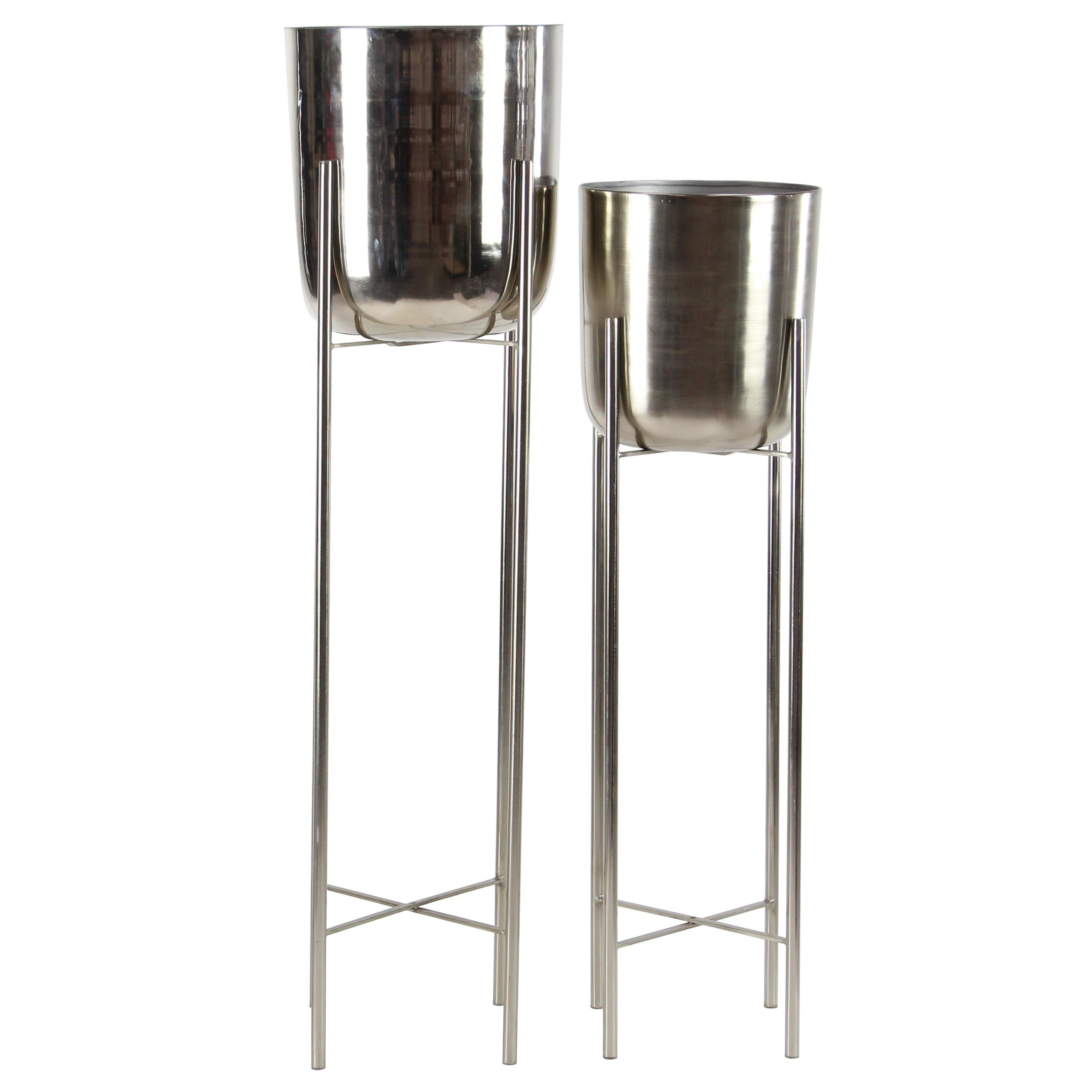 2 - Piece Tall Round Planter Metal Stand