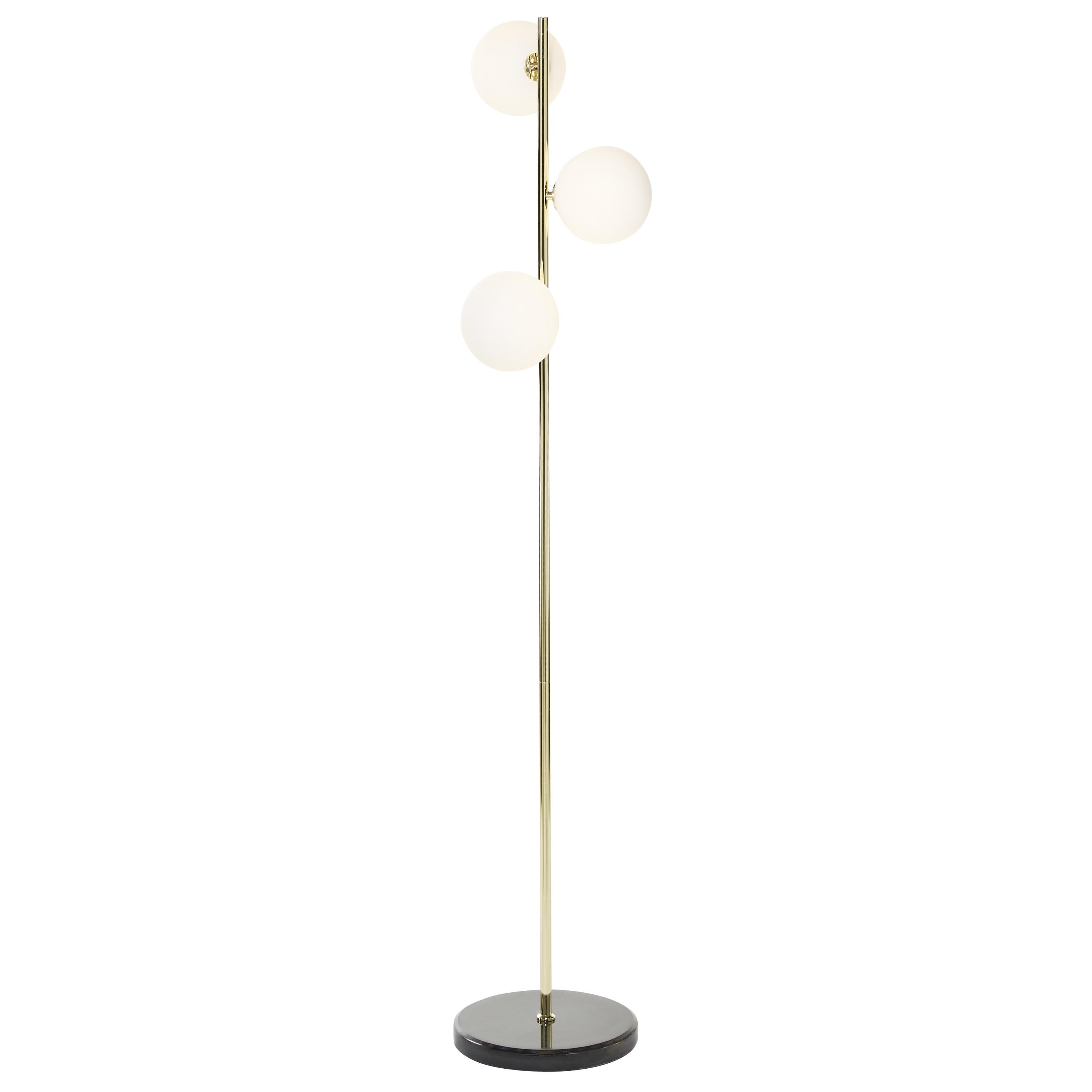 Gold and White 55" Modern Floor Lamp with Marble Base