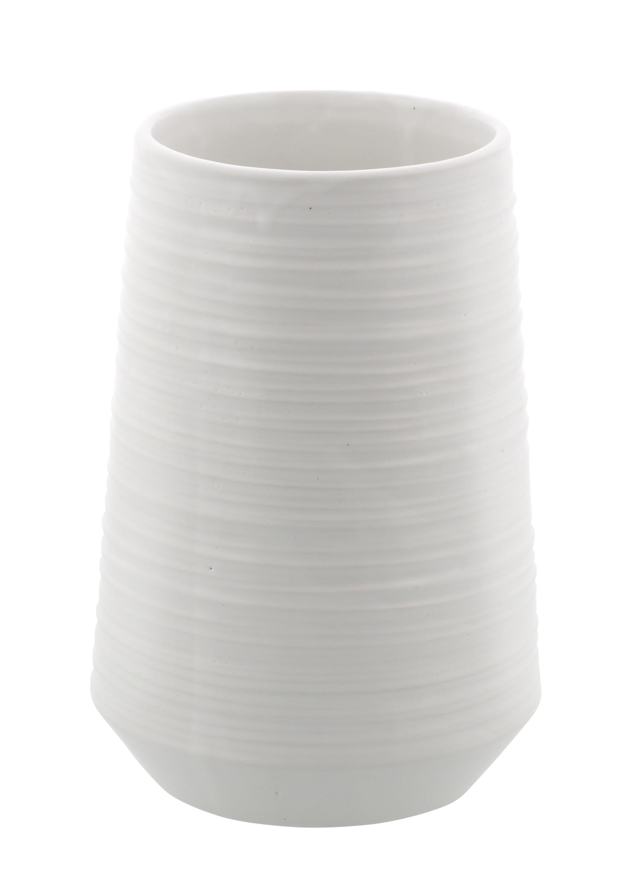 7" White Ribbed Porcelain Vase