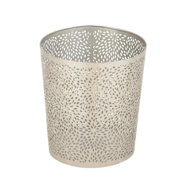 CosmoLiving by Cosmopolitan Modern Perforated Design Round Metal Waste Basket