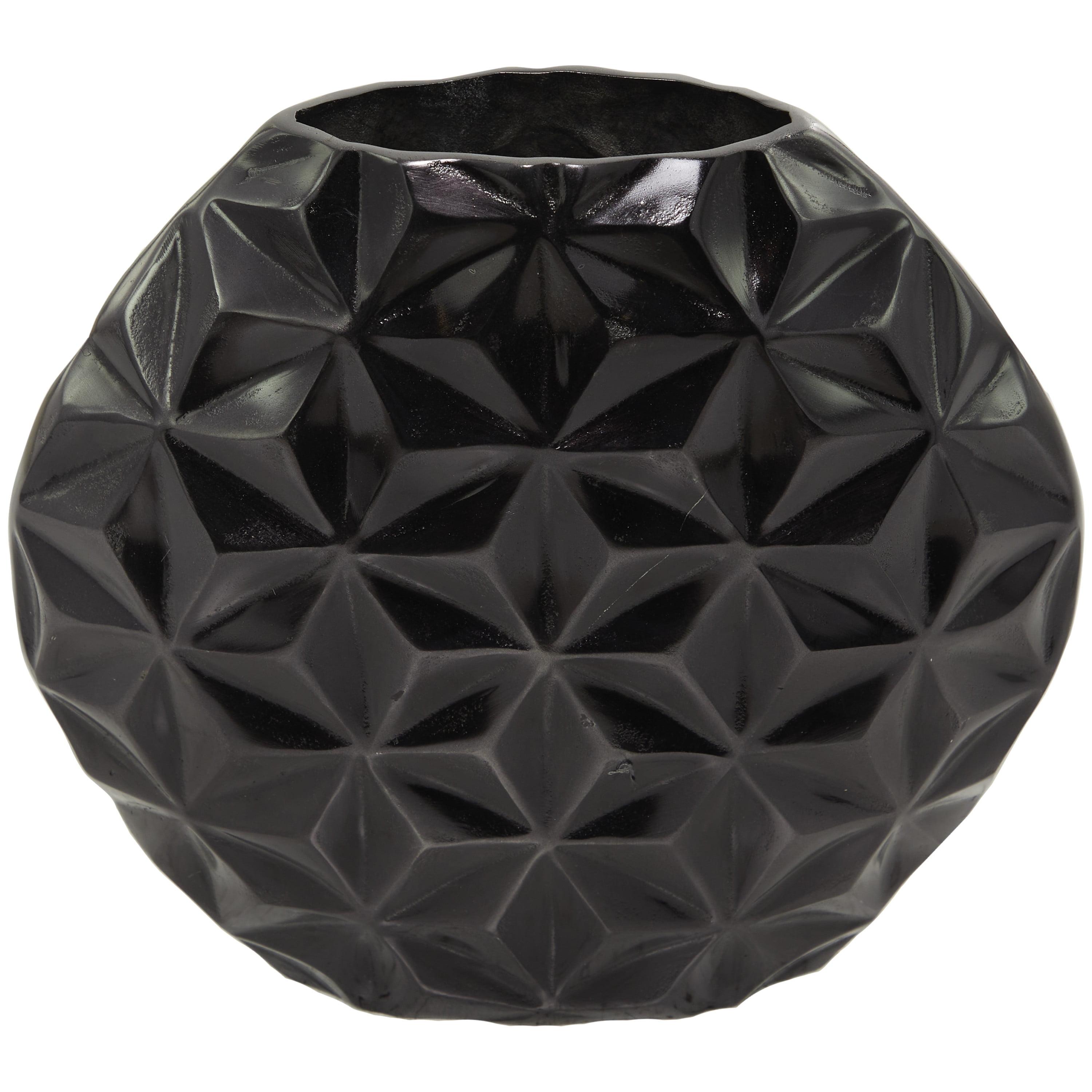 Black Geometric Faceted Aluminum Bud Vase