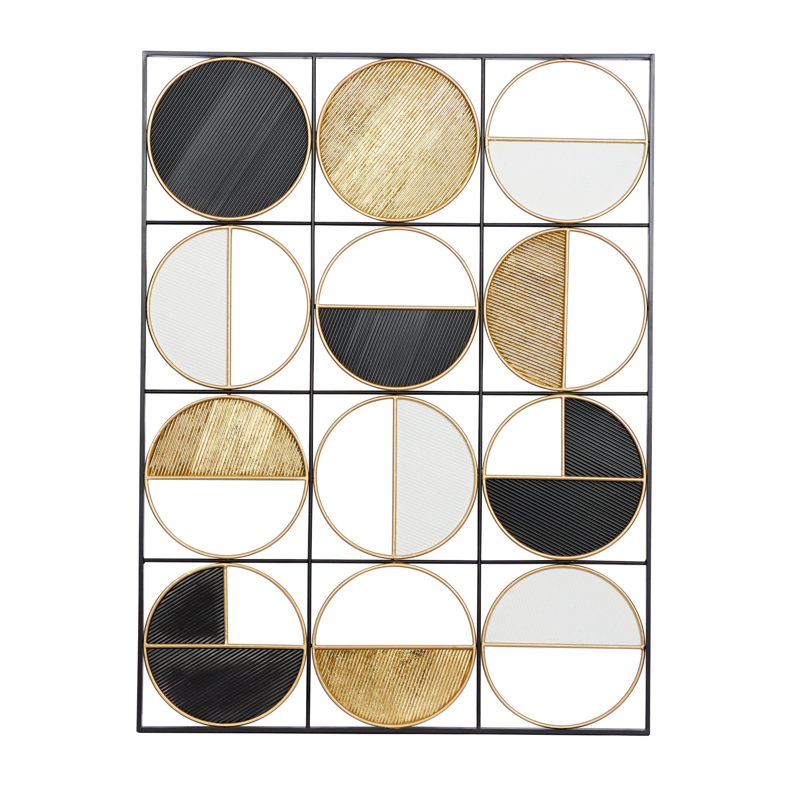 Black and Gold Geometric Metal Wall Sculpture, 30" x 40"