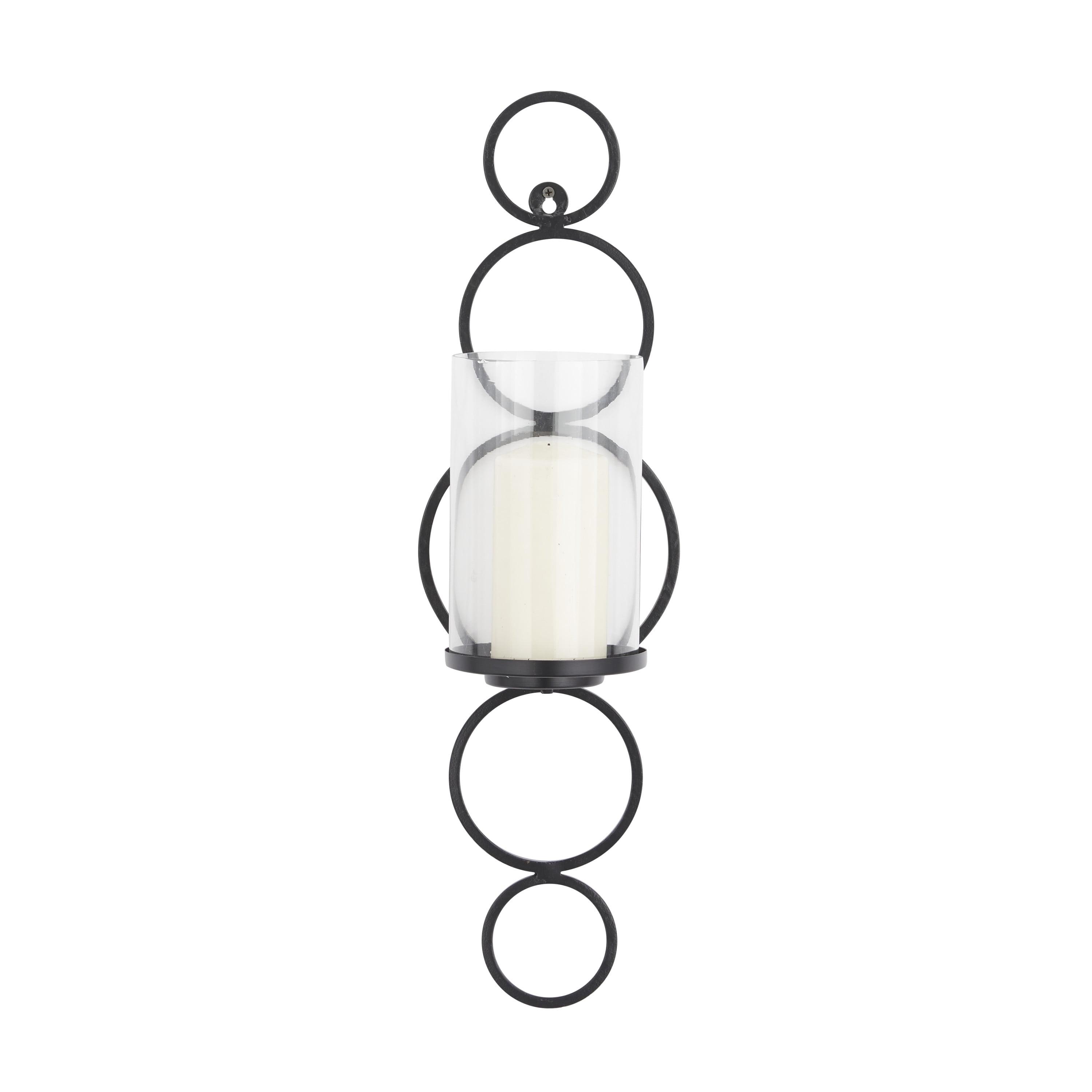 Elegant Modern Black Metal Wall Sconce with Glass Holder