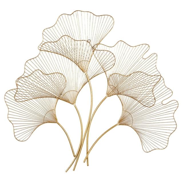 CosmoLiving by Cosmopolitan Floral Gold Metal Leaf Wall Décor, 36" X 33"