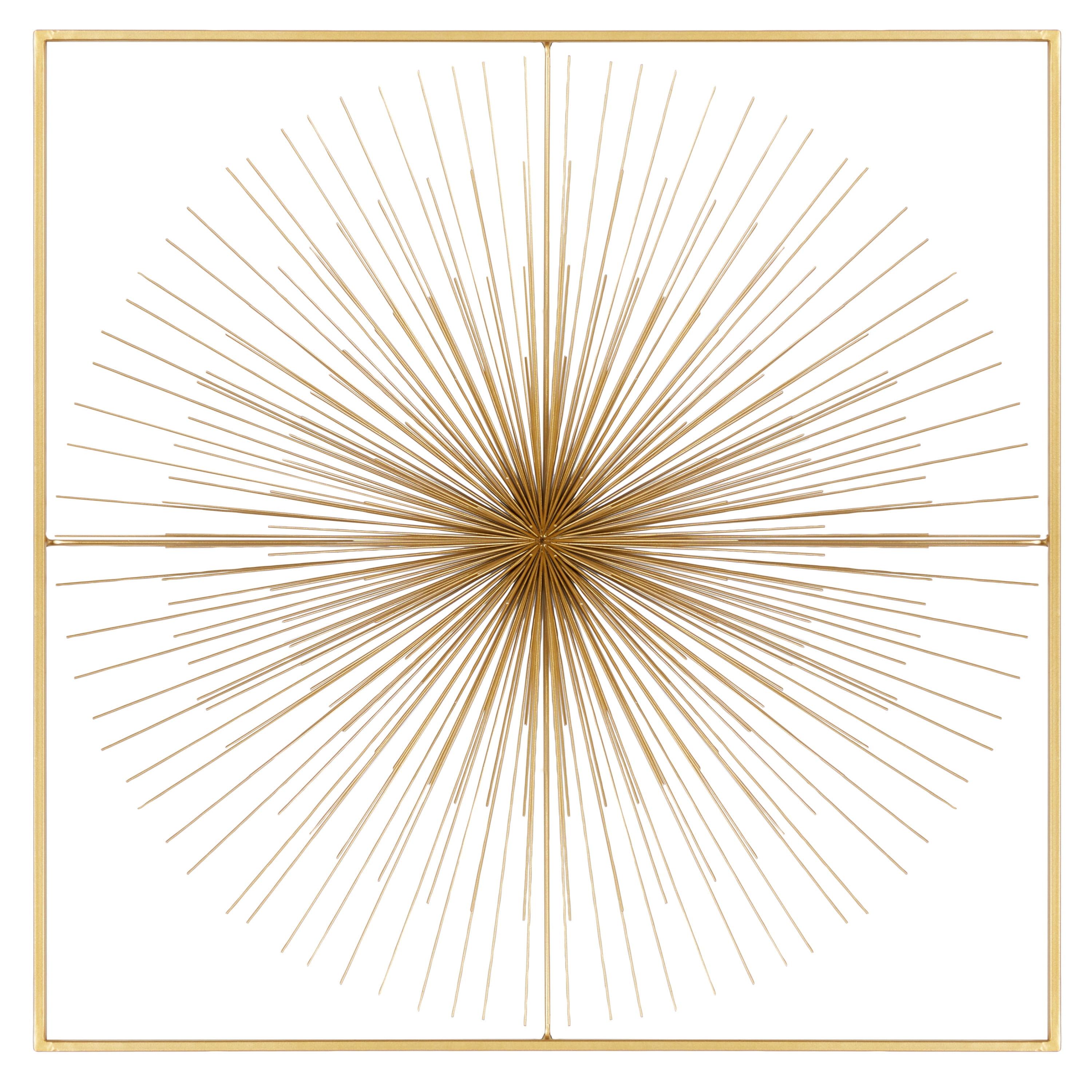 Metal Starburst Handmade Large 3D Wall Decor with Gold Frame Gold - CosmoLiving by Cosmopolitan