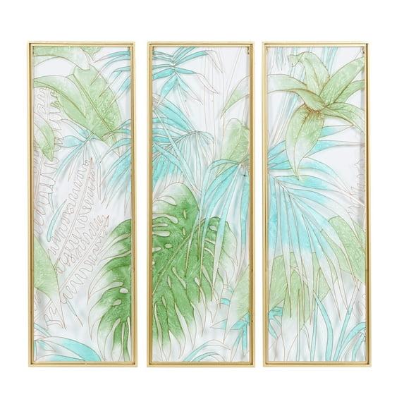 CosmoLiving by Cosmopolitan Cosmoliving By Cosmopolitan Set Of 3 Green Glass Wall Decor