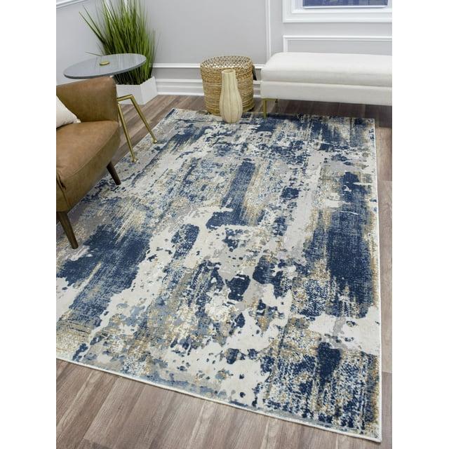 Navarra Auden Abstract Sapphire Blue Area Rug