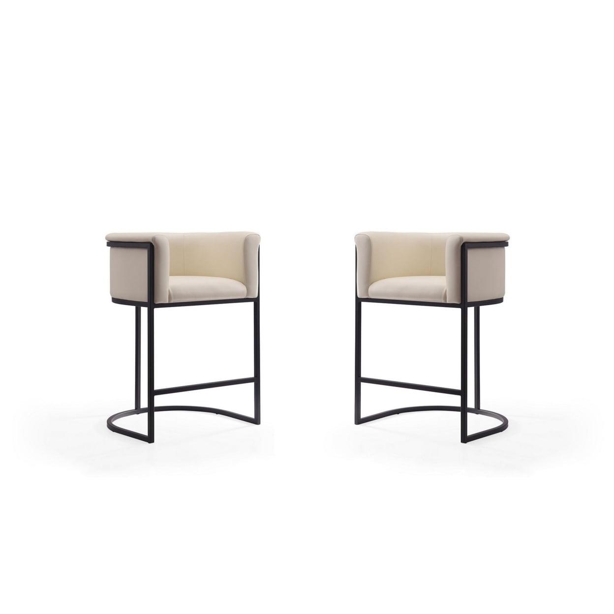 Set of 2 Cosmopolitan Upholstered Metal Counter Height Barstools - Manhattan Comfort