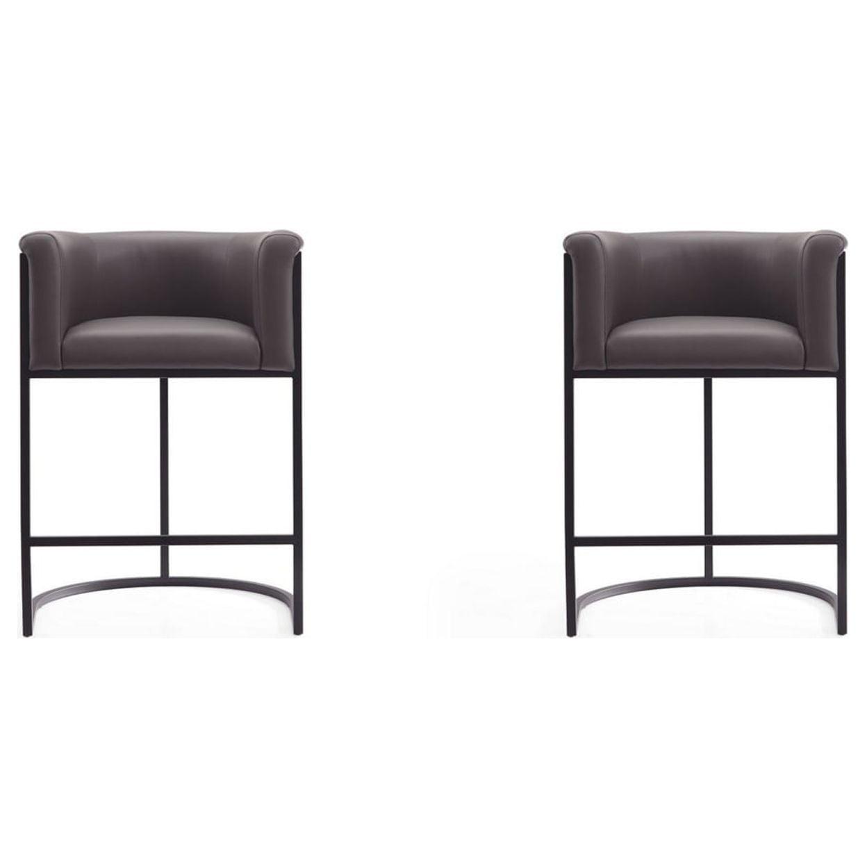 Set of 2 Cosmopolitan Upholstered Metal Counter Height Barstools - Manhattan Comfort