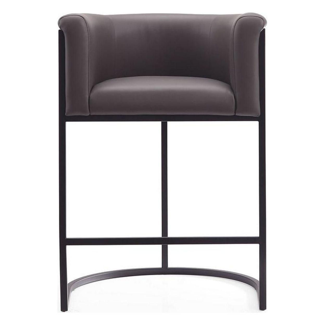 Manhattan Comfort Cosmopolitan Metal Counter Height Barstool Pebble: Upholstered, Low Back, Armrest