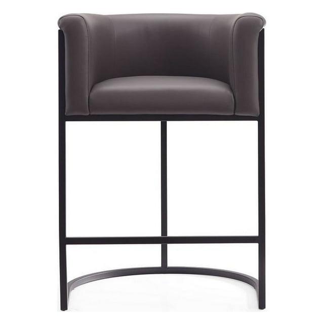 Manhattan Comfort Cosmopolitan Metal Counter Height Barstool Pebble: Upholstered, Low Back, Armrest