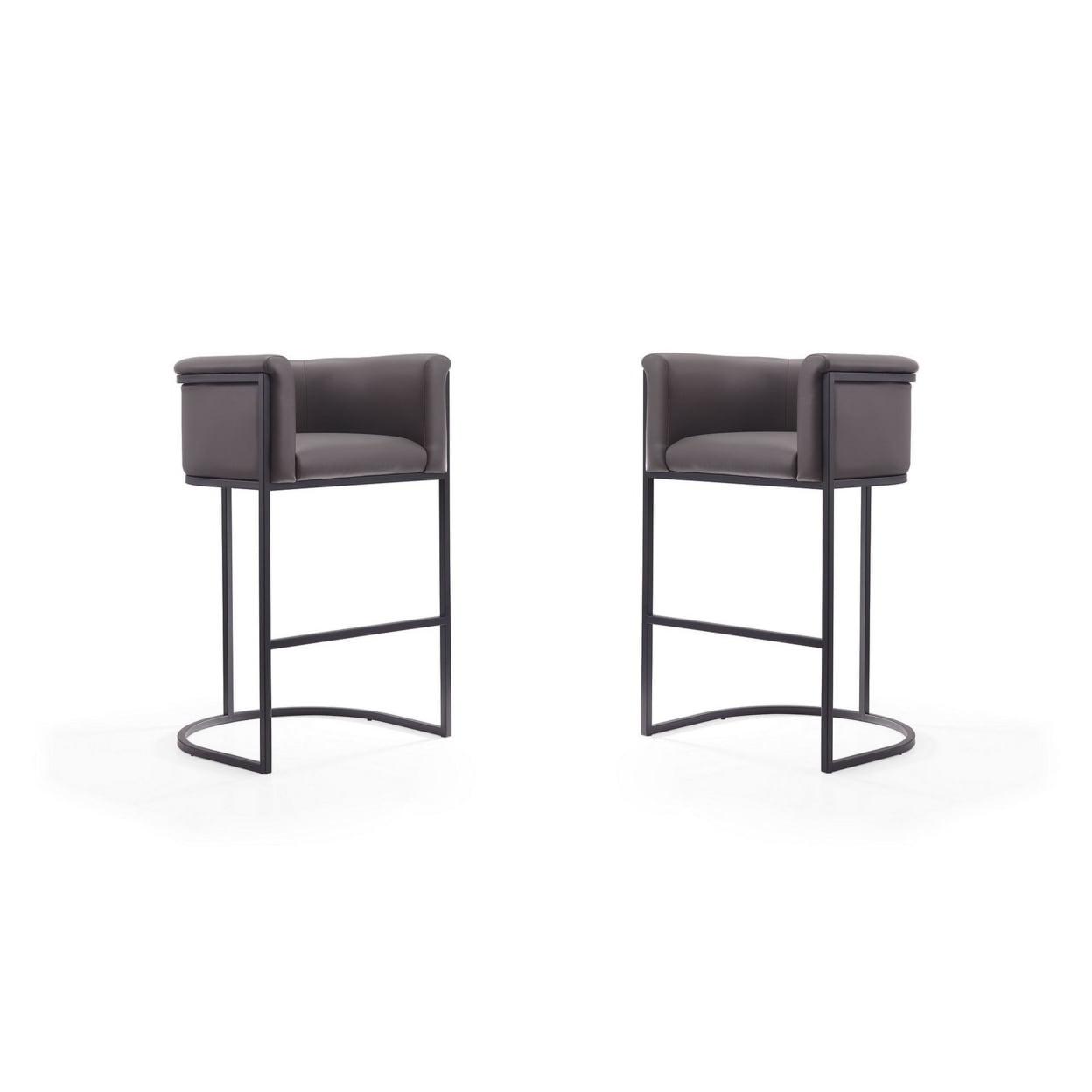 Cosmopolitan Pebble and Black Metal Midcentury Barstool, Set of 2