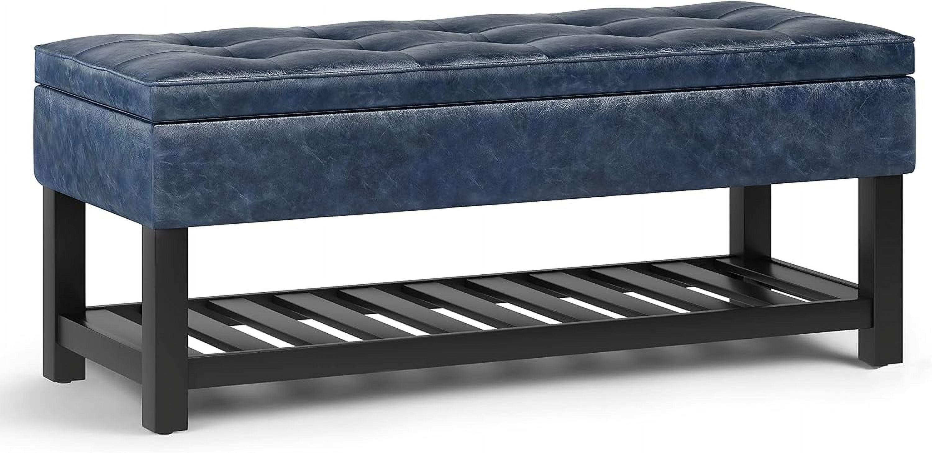 Simpli Home Cosmopolitan 44"W Transitional Tufted Storage Ottoman Bench with Lift Top