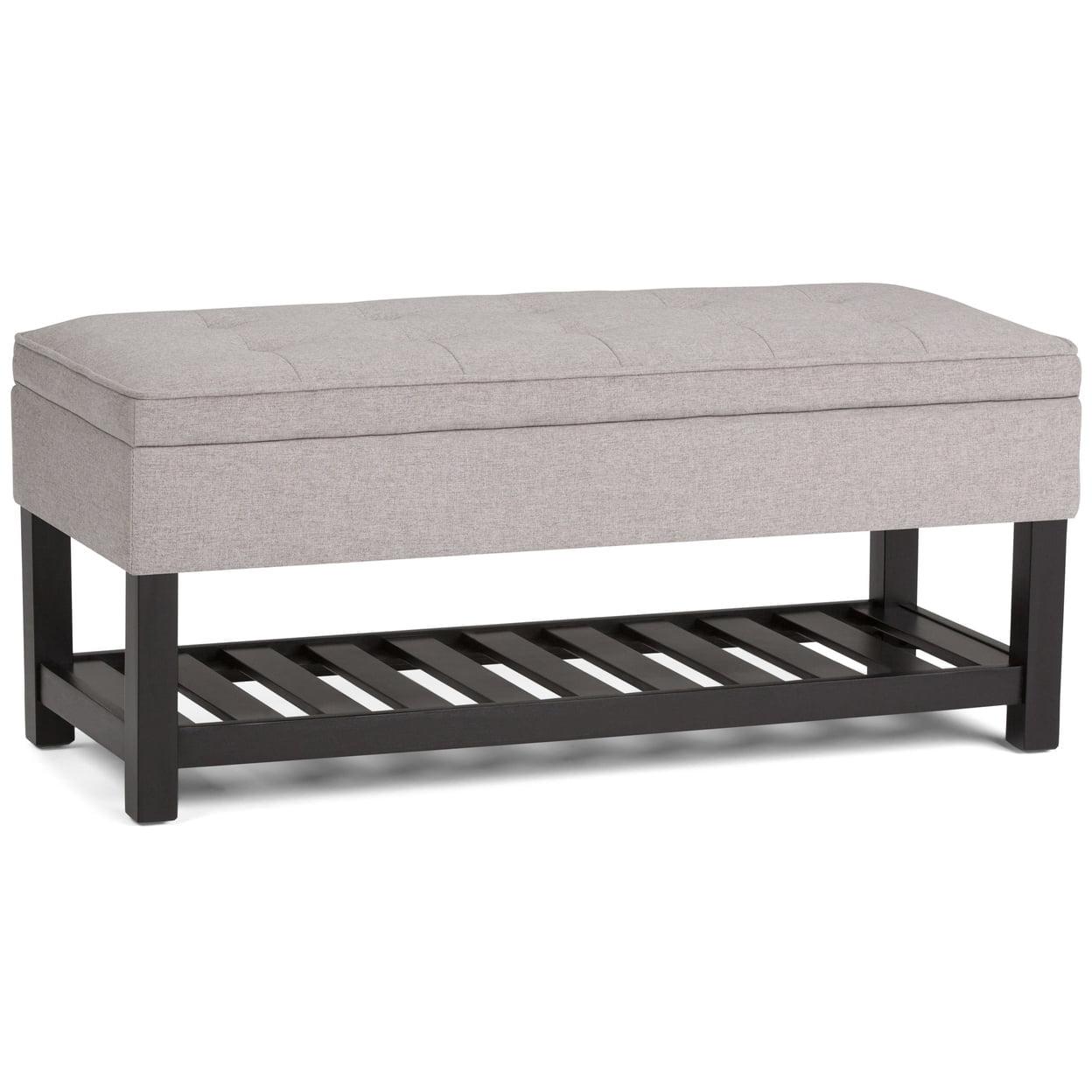 Simpli Home Cosmopolitan 44"W Transitional Tufted Storage Ottoman Bench with Lift Top