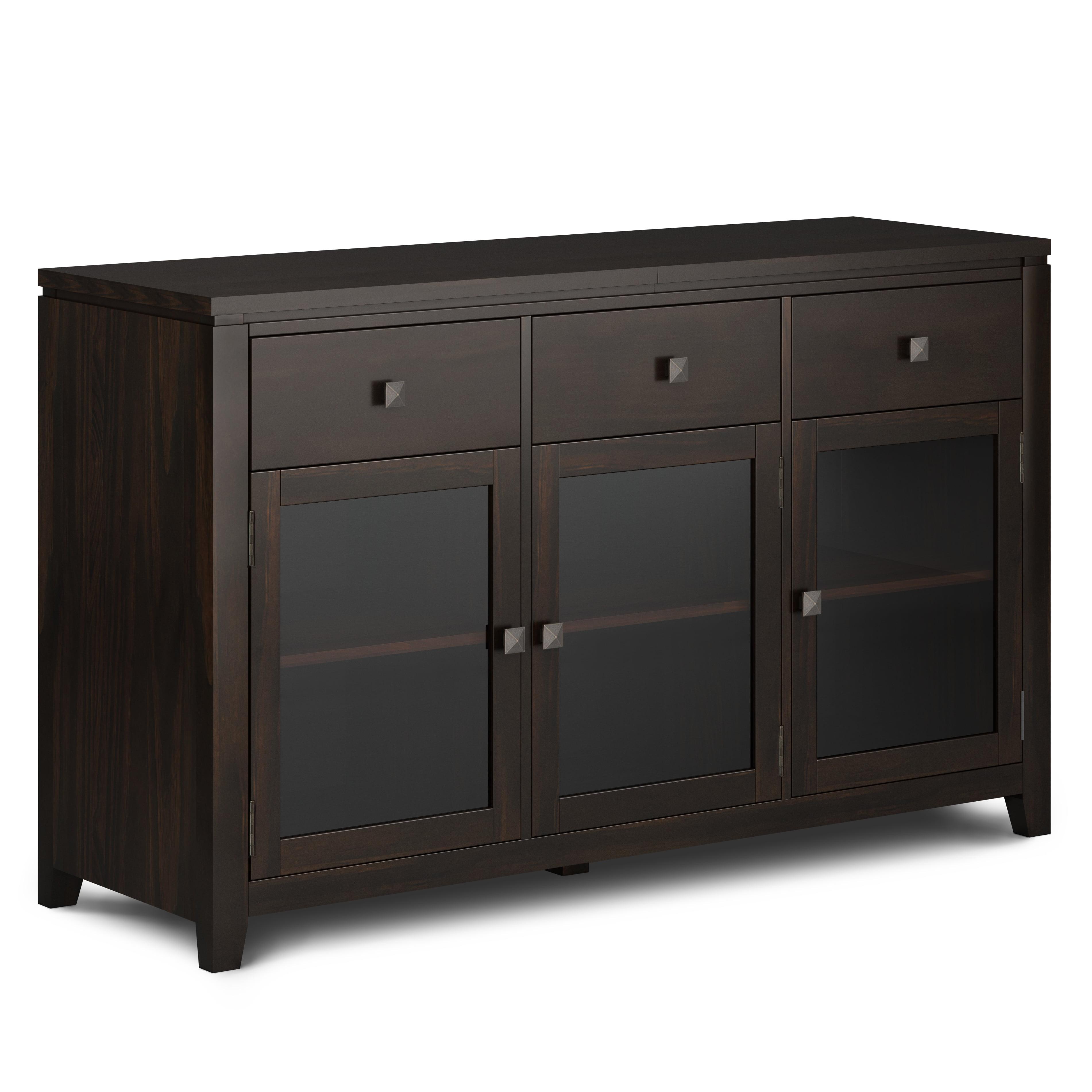 Simpli Home Cosmopolitan 54"W Solid Wood Contemporary 3-Door Sideboard Buffet with 3 Drawers