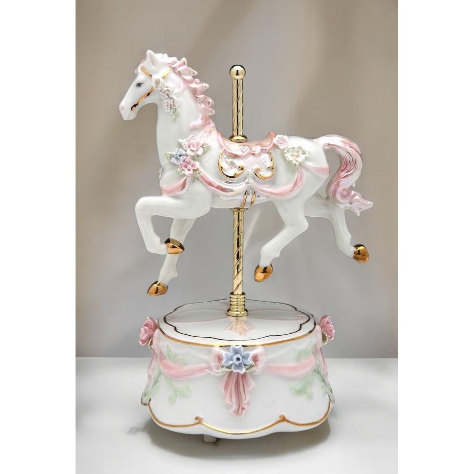 Kevins Gift Shoppe Ceramic Pink Carousel Horse Music Box