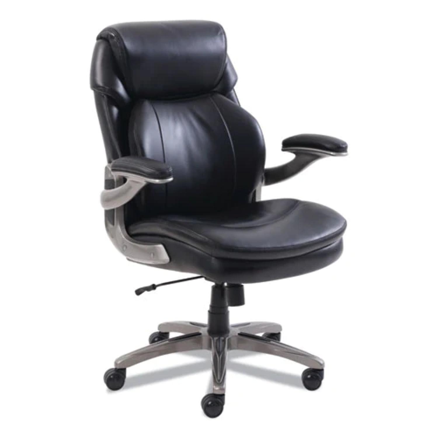 SertaPedic Black Leather Executive Swivel Chair with Adjustable Arms