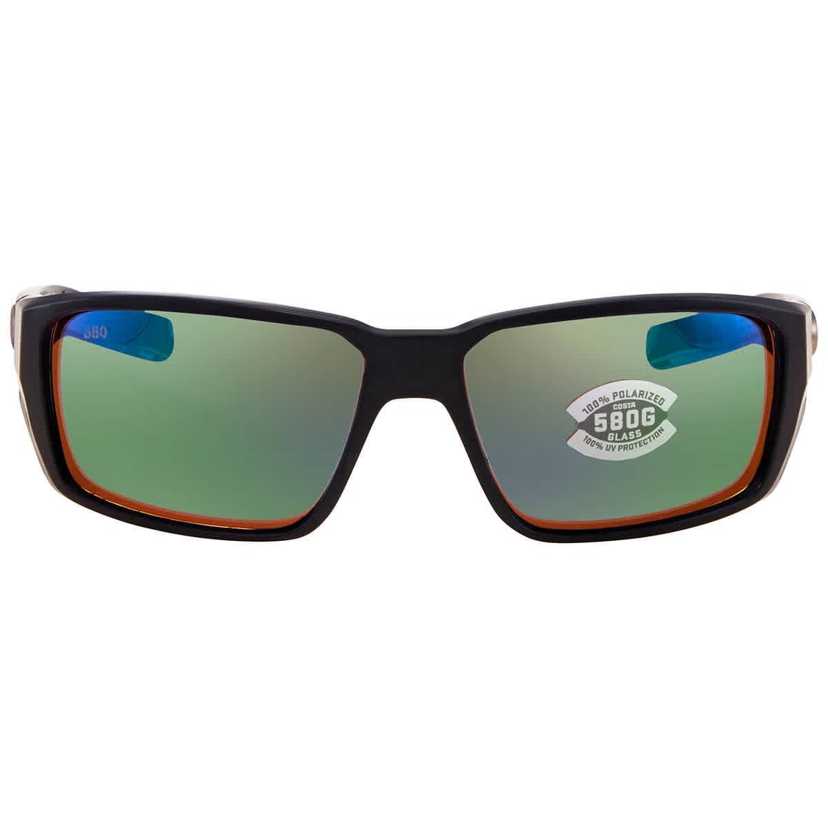 Costa Matte Black Green Mirror Polarized Sunglasses