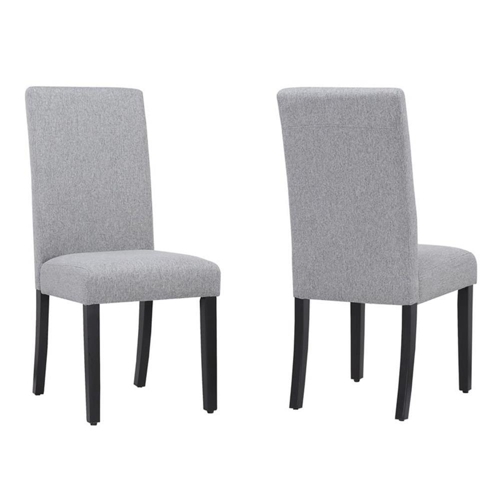 Gray Linen Upholstered Parsons Side Chair Set with Rubber Wood Frame