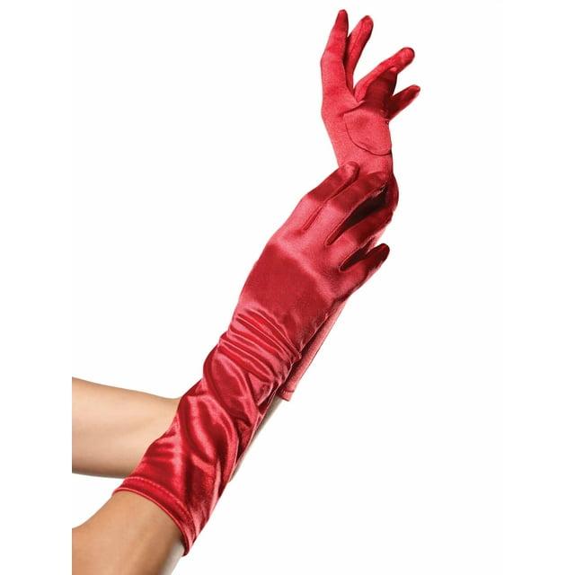 BUYISI Etiquette Long Gloves Satin Gloves Wedding Performance Prom Uniform Accessories Red