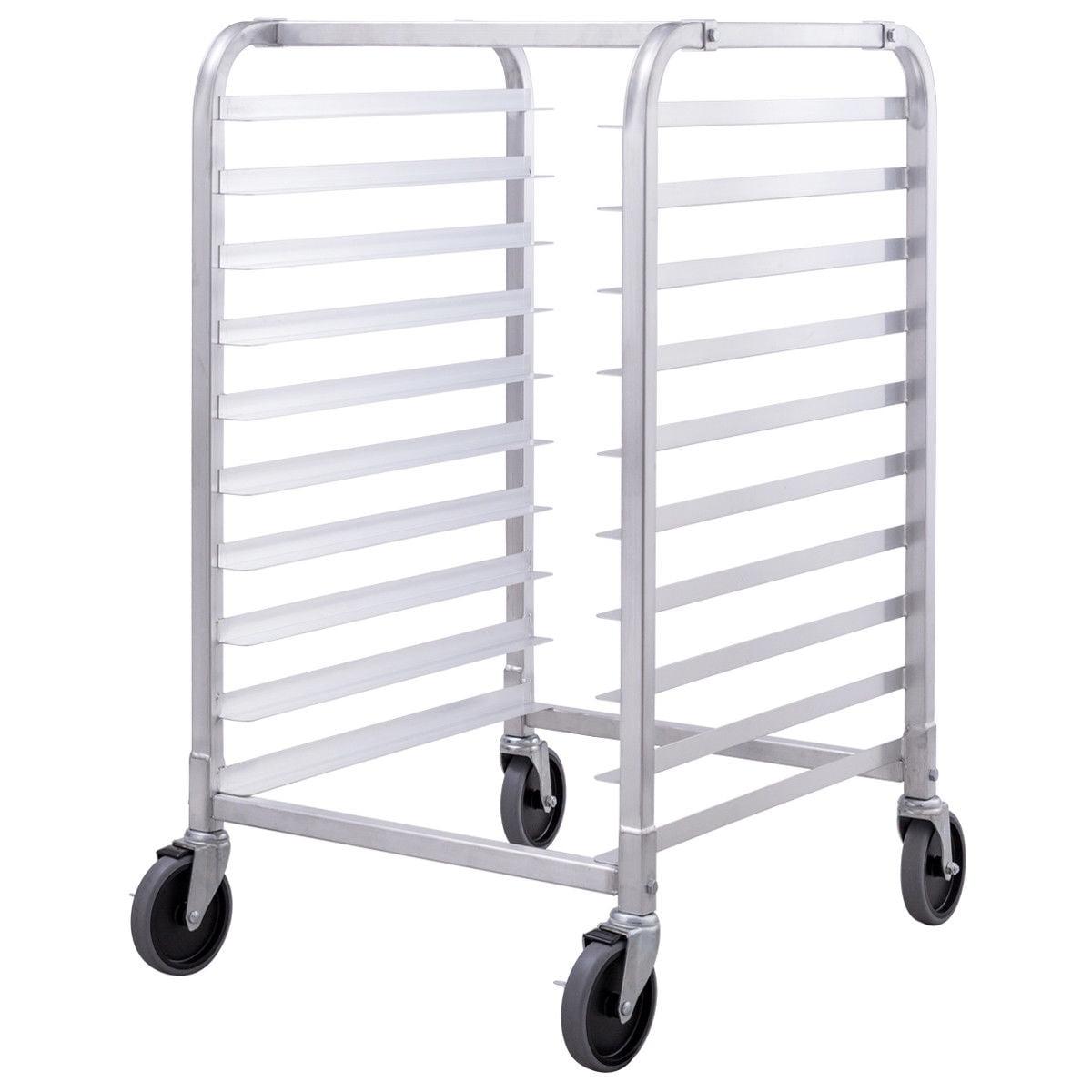 Costway 10 Sheet Aluminum Bakery Rack Silver Commercial Cookie Bun Pan Kitchen W/Wheel