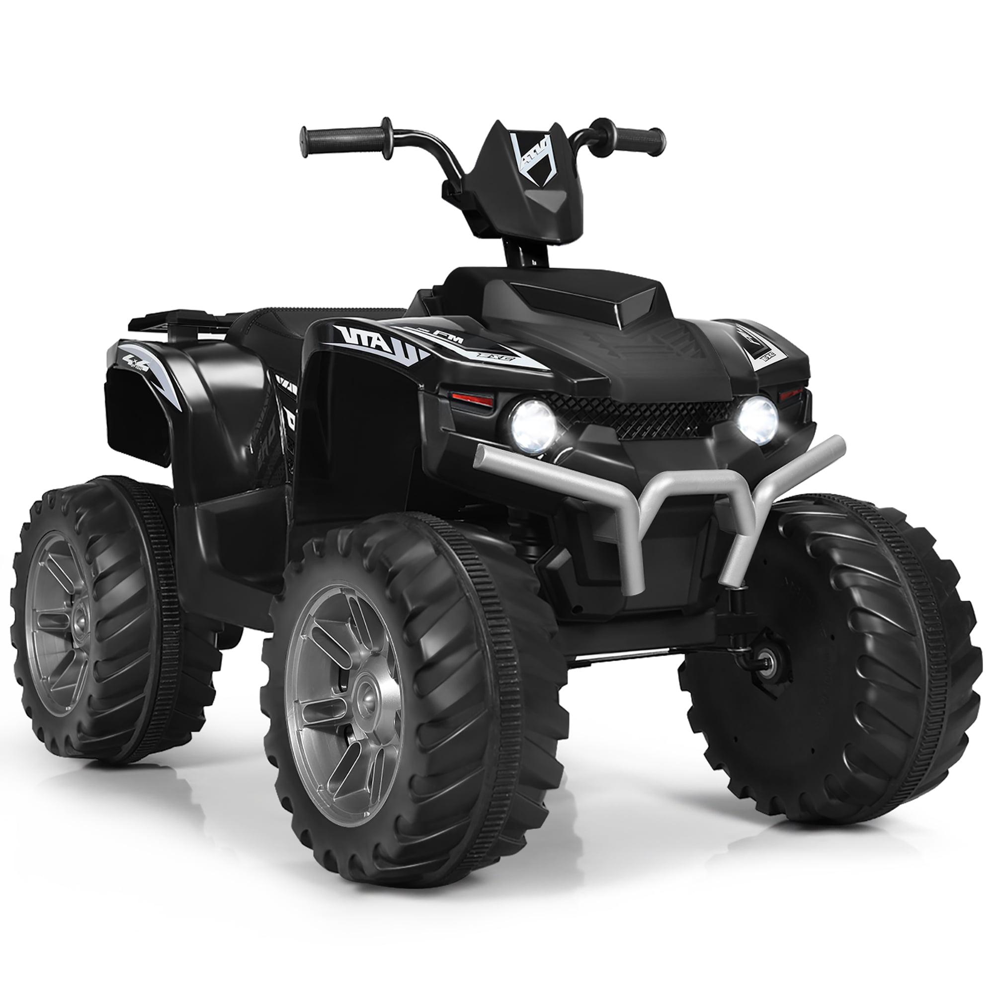 12V Black Kids Quad Ride On ATV with LED Lights