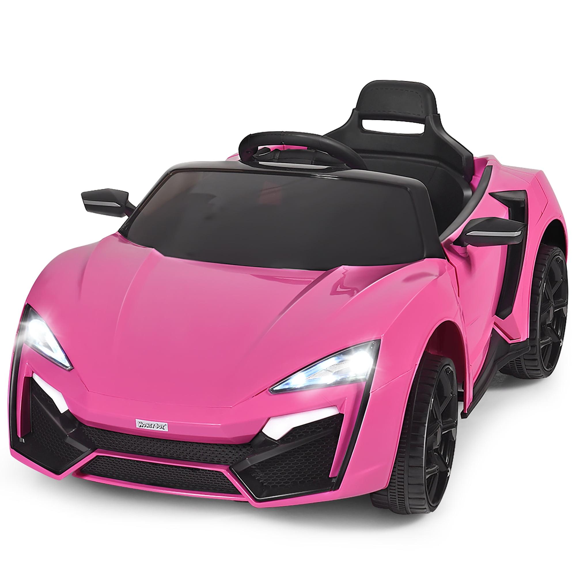 Pink 12V Kids Ride-On Car with LED Lights and MP3