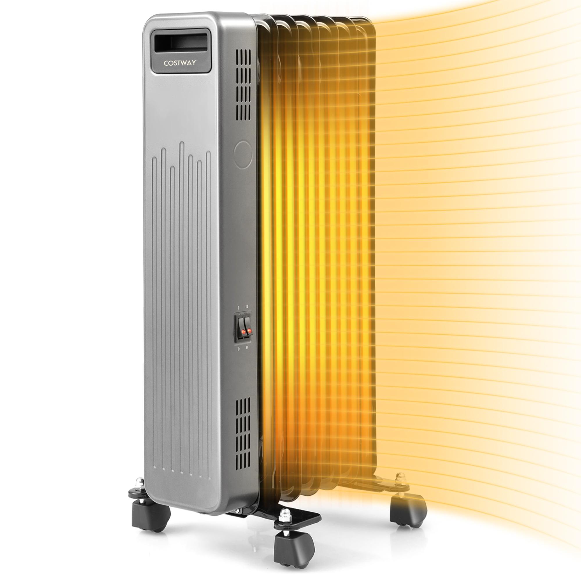 Costway 1500W Oil-Filled Radiator Heater Portable Electric Space Heater 3 Heat Settings