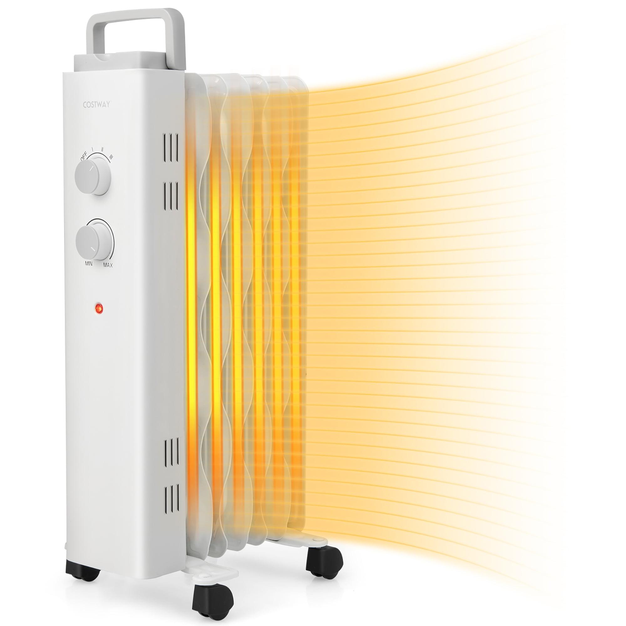 White 1500W Oil Filled Radiant Space Heater with Thermostat