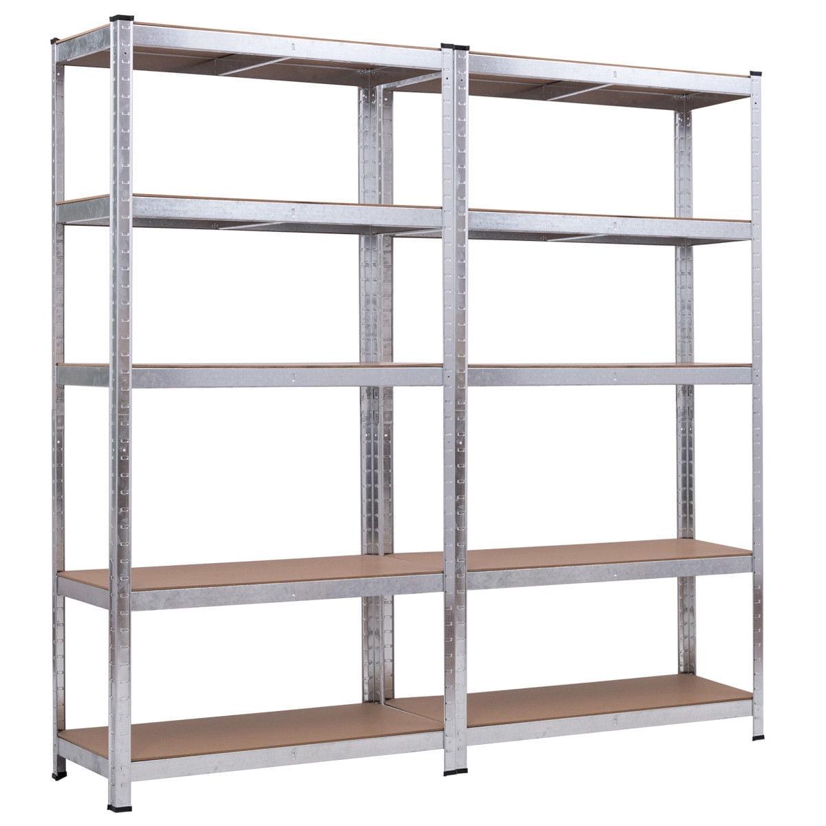 Costway 2 PC 71'' Heavy Duty Storage Shelf Steel Metal Garage Rack 5 Level Adjustable Shelves