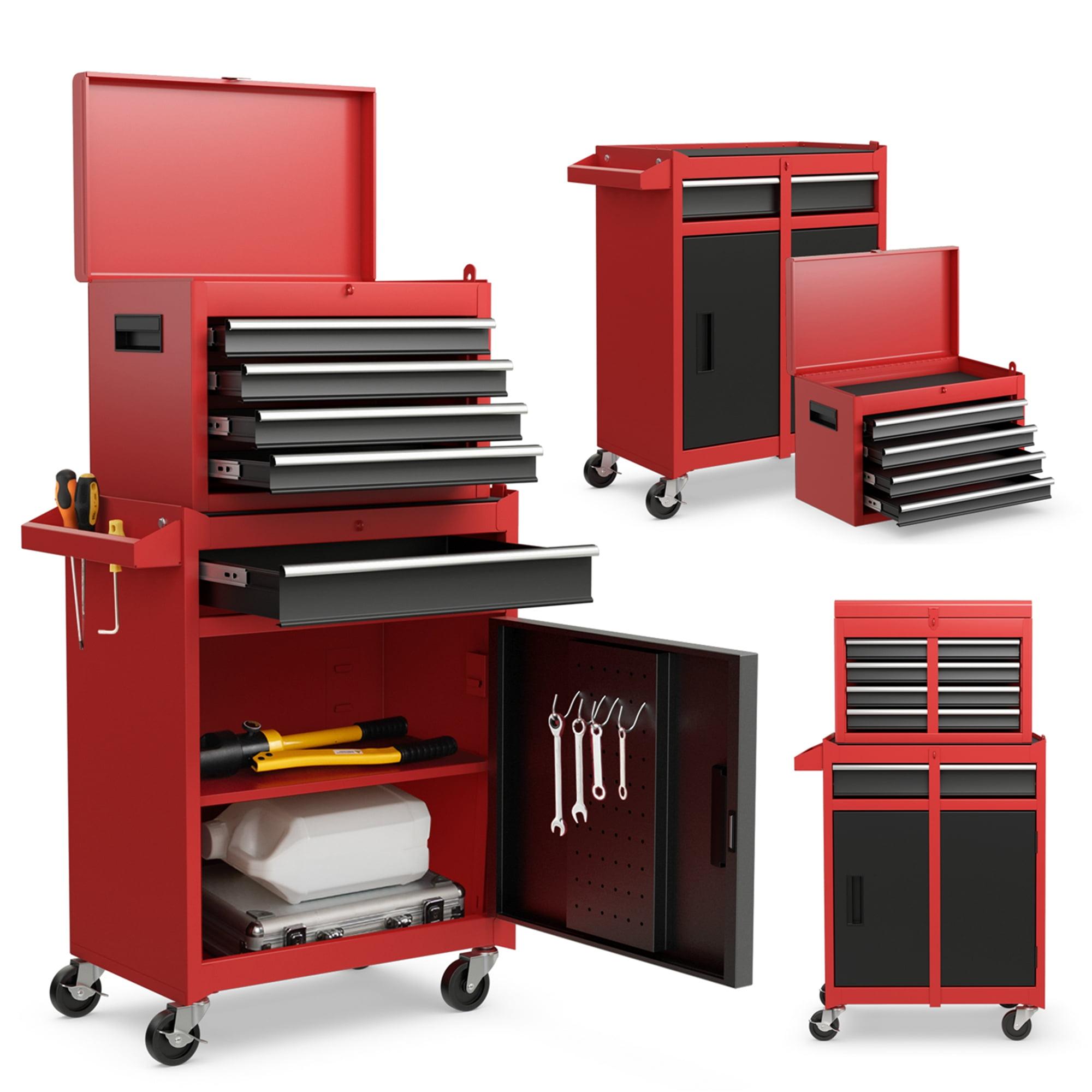 Rolling 5-Drawer Tool Chest and Cabinet Combo in Black and Red