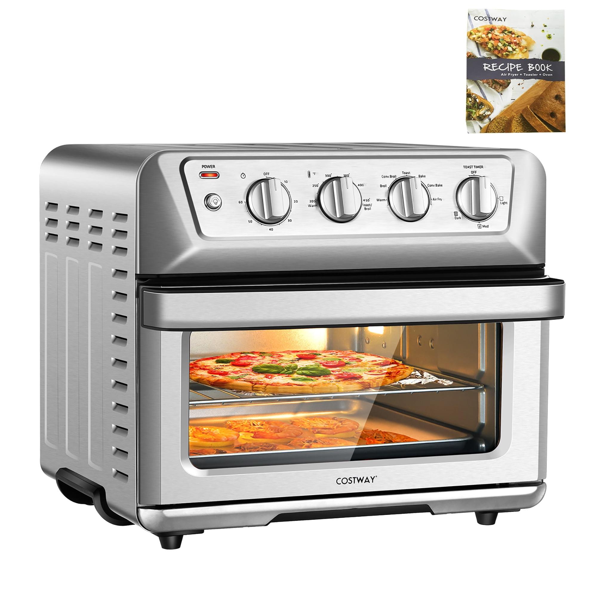 Silver 21.5QT 1800W Air Fryer Toaster Oven with Recipe Book