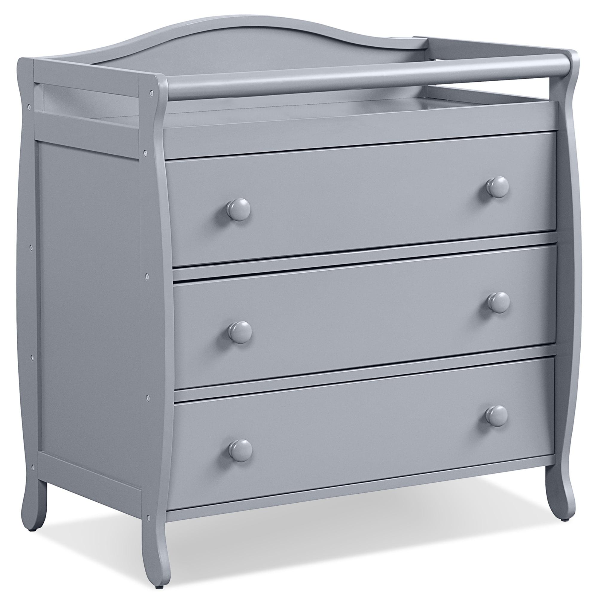 Zimtown Infant Changing Dresser, 3 Drawers Changing Table Dresser, Diaper Changing Station, Gray