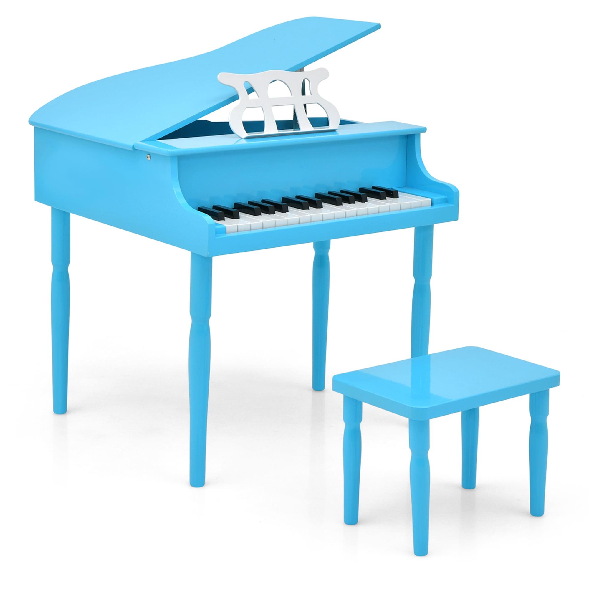 Costway 30-Key Classic Baby Grand Piano Toddler Toy Wood with Bench & Music Rack Blue
