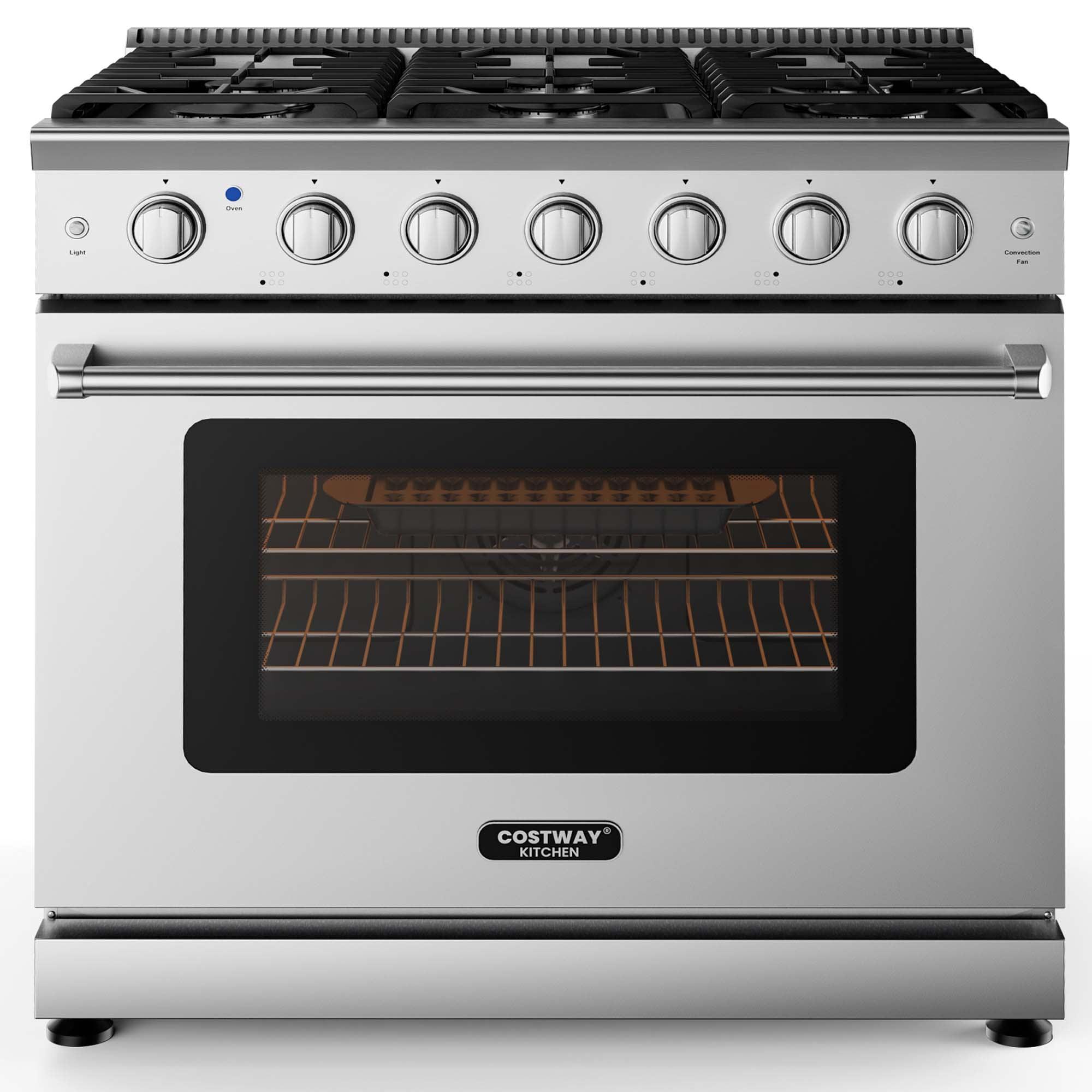 Costway 36" Stainless Steel Dual-Fuel Freestanding Gas Range