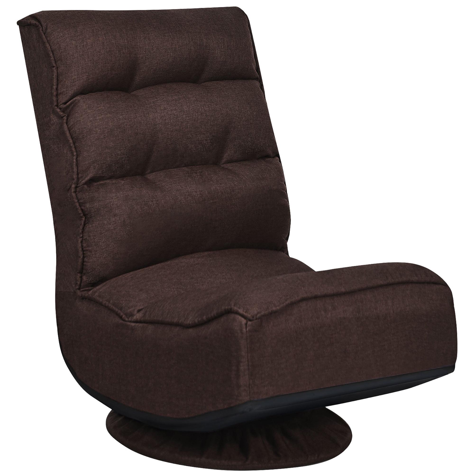 Costway Gaming Chair Fabric 5-Position Folding Lazy Sofa 360 Degree Swivel Grey\ Black\Coffee