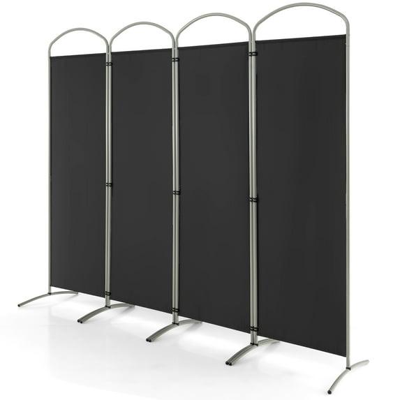 Costway 4 Panels Folding Room Divider 6 Ft Tall Fabric Privacy Screen Black