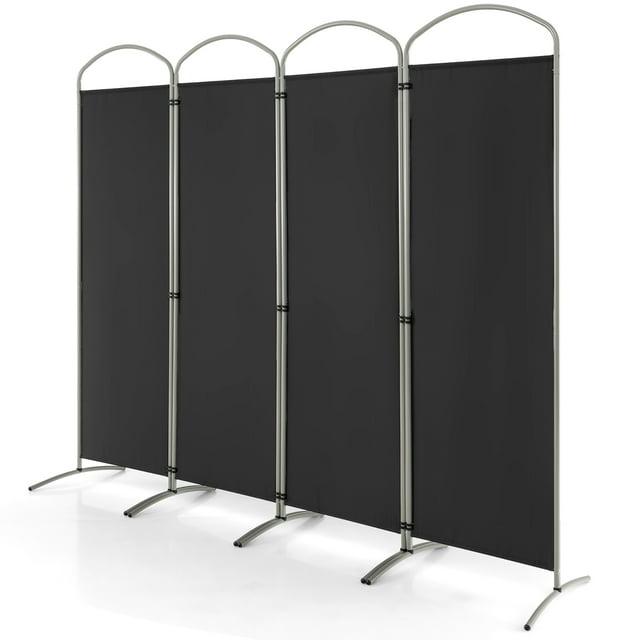 Costway 4 Panels Folding Room Divider 6 Ft Tall Fabric Privacy Screen Black
