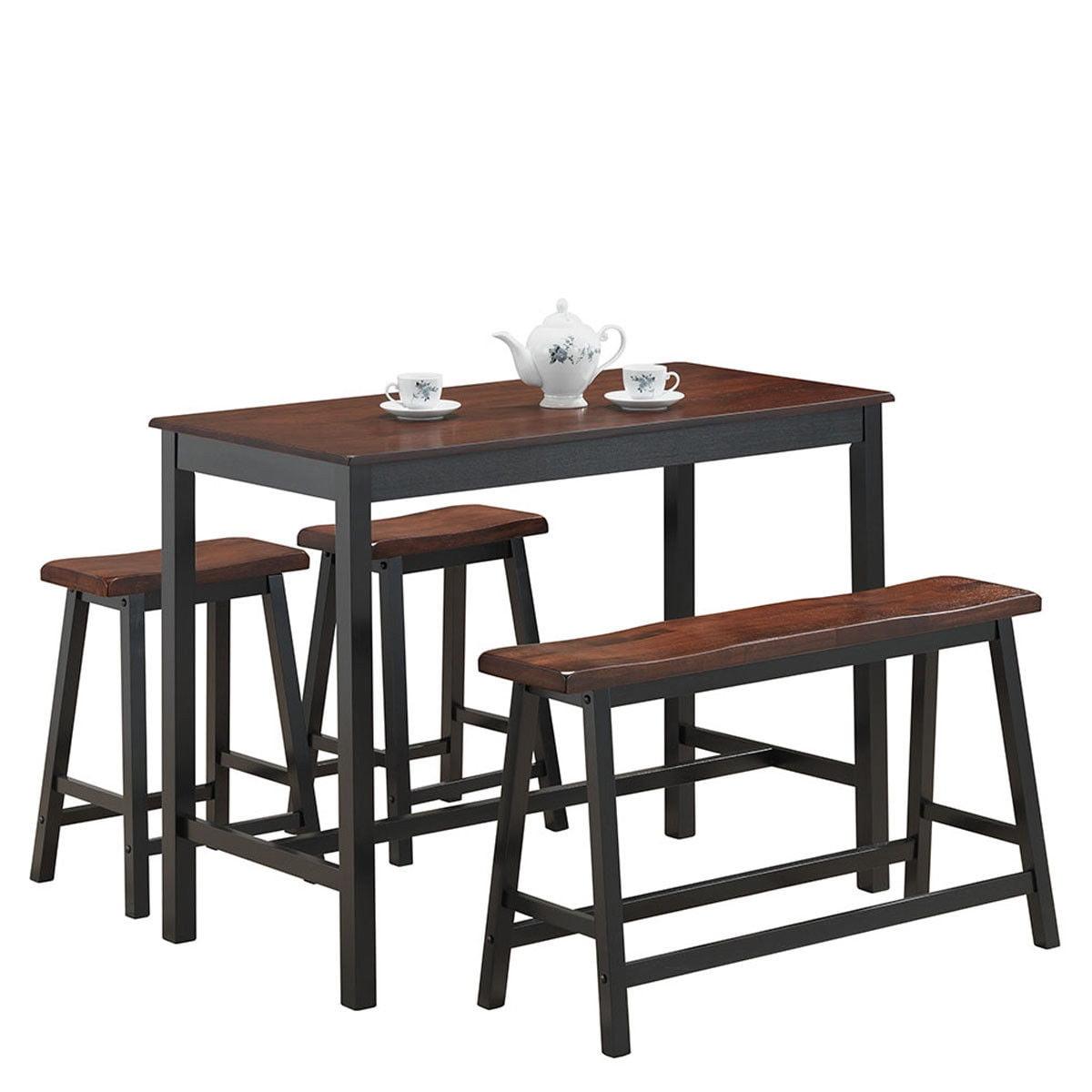 Brown and Black Solid Wood Counter Height Dining Set